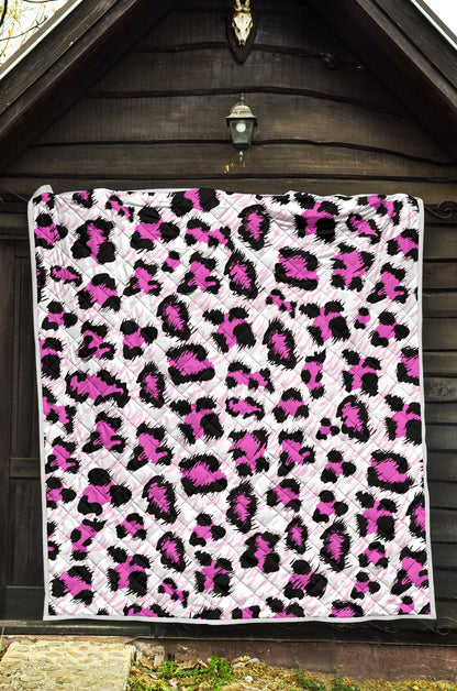 Leopard Pink Skin Print Quilt Bedspread