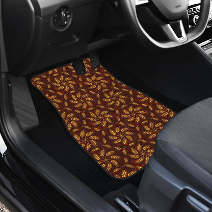 Agricultural Brown Wheat Print Pattern Car Floor Mats Front Back