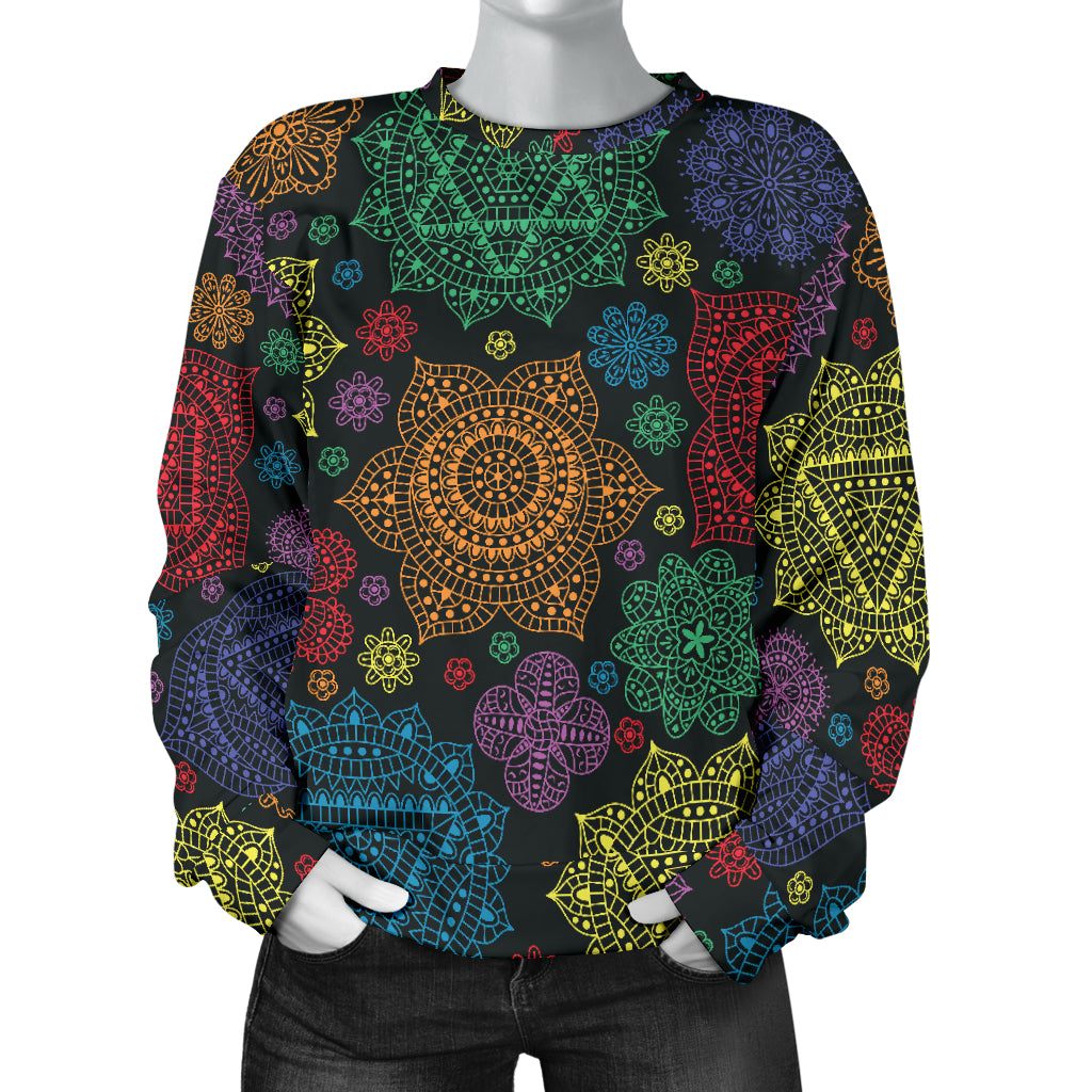 Chakra Mandala Print Pattern Women Long Sleeve Sweatshirt