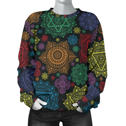 Chakra Mandala Print Pattern Women Long Sleeve Sweatshirt