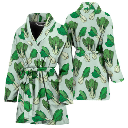 Bok Choy Pattern Print Design 01 Women Bathrobe