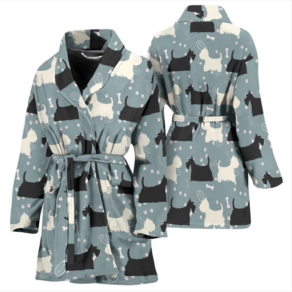 Scottish Terriers Print Design LKS301 Women Bathrobe