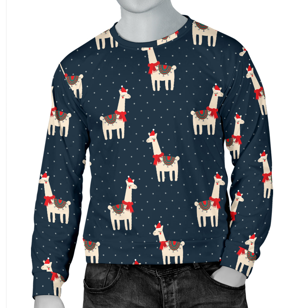 Llama with Polka Dot Themed Print Men Long Sleeve Sweatshirt