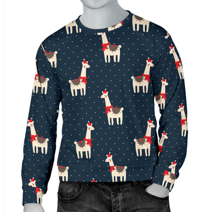 Llama with Polka Dot Themed Print Men Long Sleeve Sweatshirt