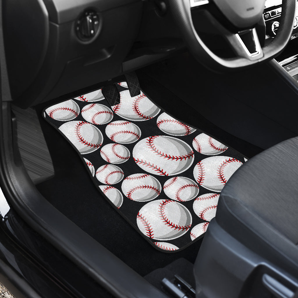 Baseball Black Background Car Floor Mats Front Back