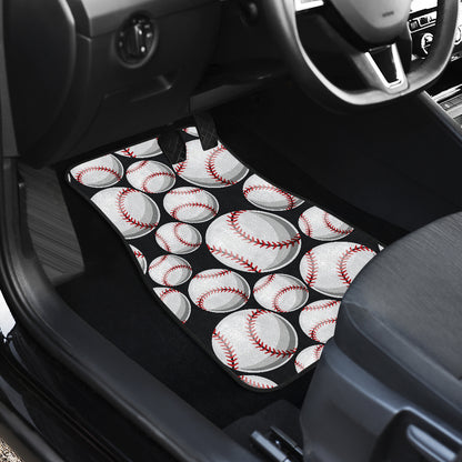 Baseball Black Background Car Floor Mats Front Back