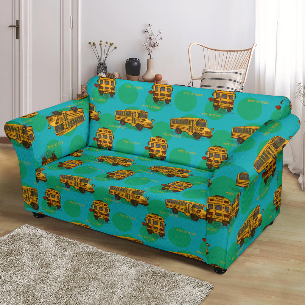 School Bus Print Design LKS308 Loveseat Couch Slipcover