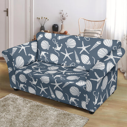 Seashell Print Design LKS306 Loveseat Couch Slipcover