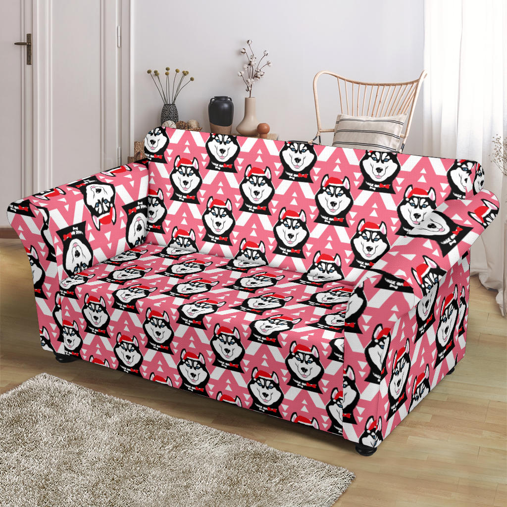 Siberian Huskies Christmas Themed Print Design LKS302 Loveseat Couch Slipcover