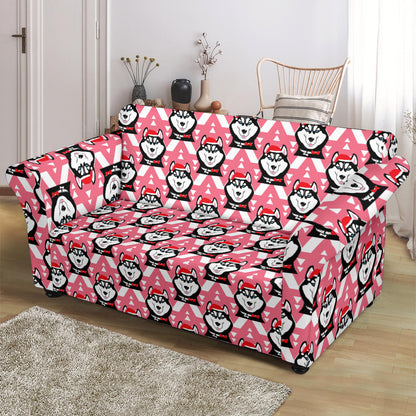Siberian Huskies Christmas Themed Print Design LKS302 Loveseat Couch Slipcover