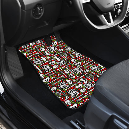 Skeleton Pattern Print Car Floor Mats Front Back