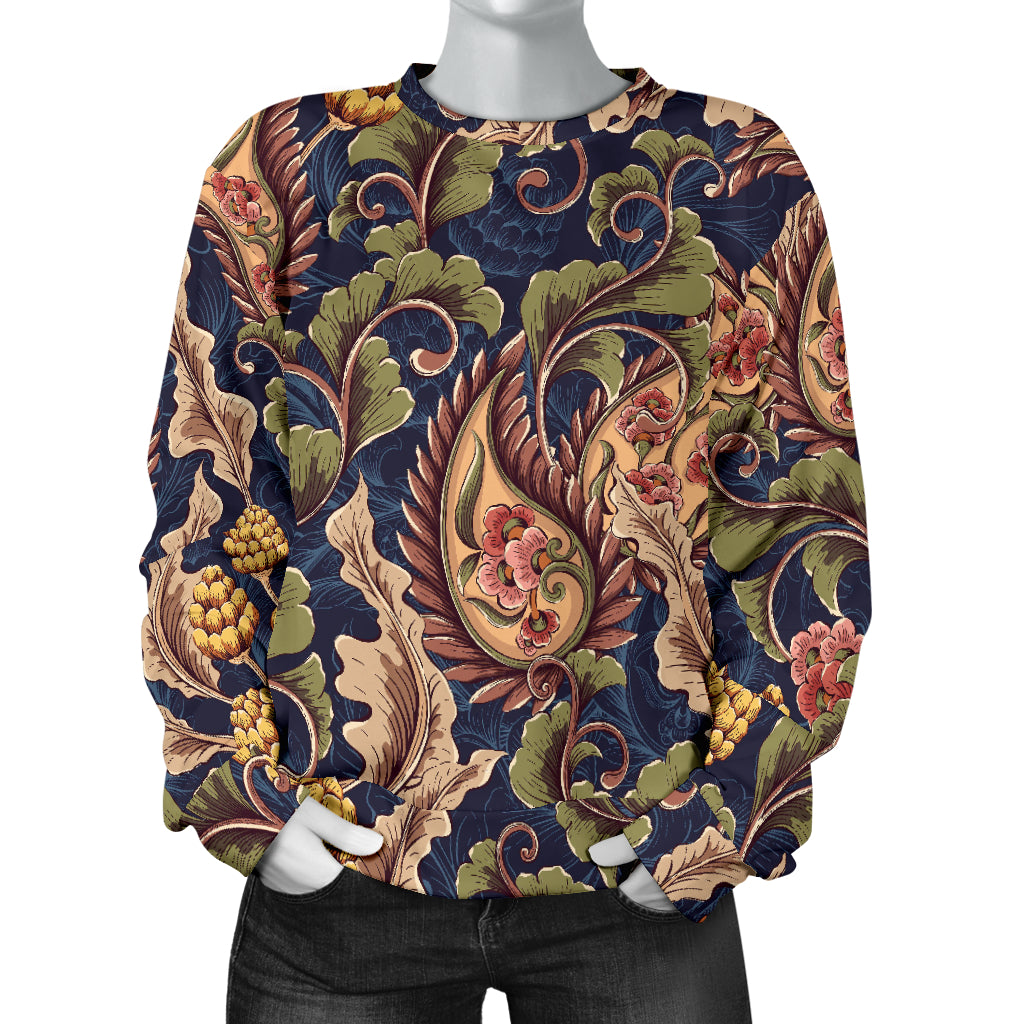 Floral Vintage Classic Print Women Long Sleeve Sweatshirt