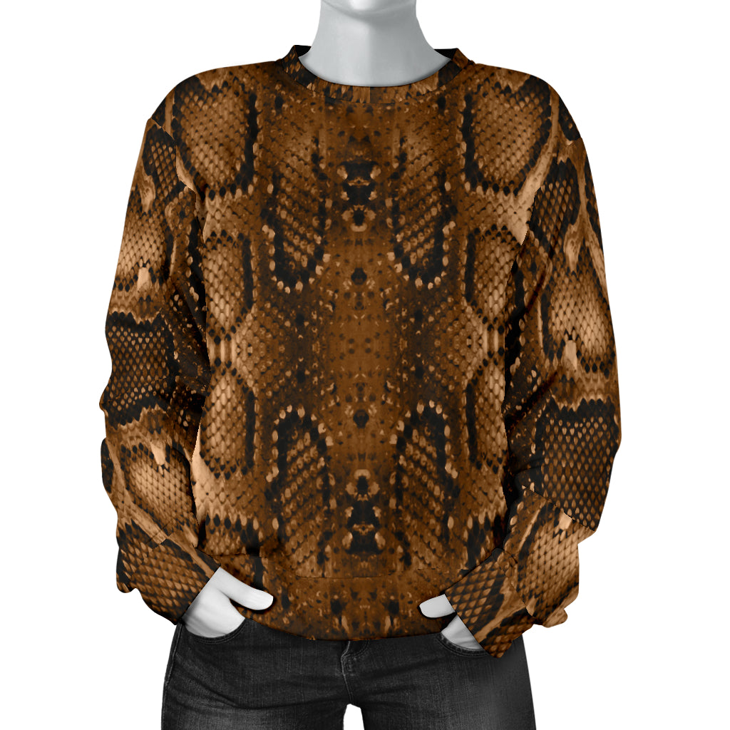 Snake Skin Brown Print Women Long Sleeve Sweatshirt