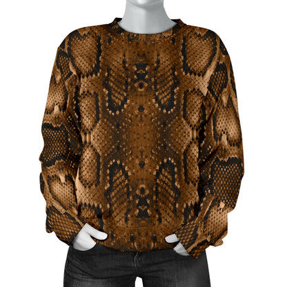 Snake Skin Brown Print Women Long Sleeve Sweatshirt
