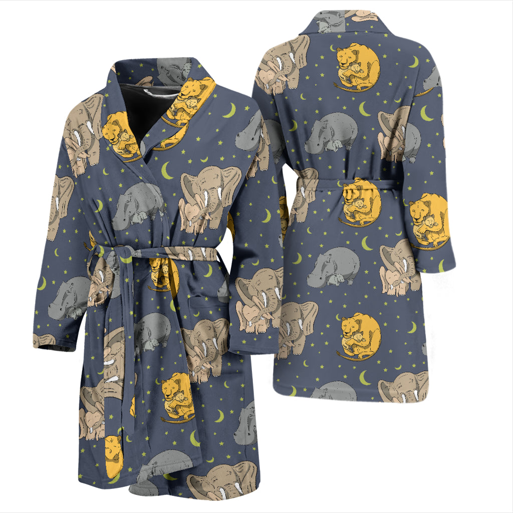 Safari Elephant Lion Print Design LKS303 Men Bathrobe