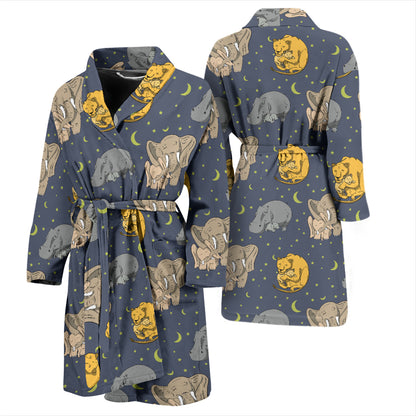 Safari Elephant Lion Print Design LKS303 Men Bathrobe