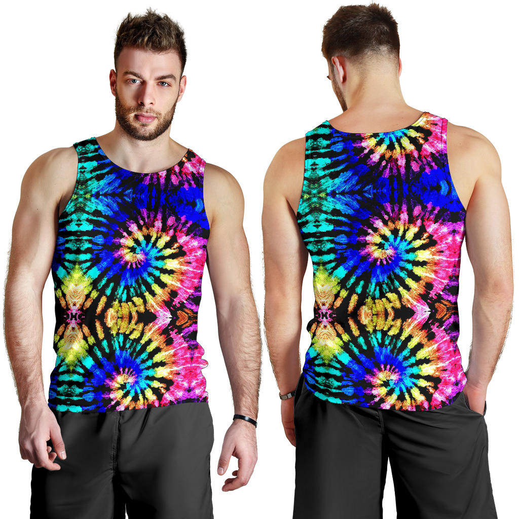 Tie Dye Rainbow Design Print Men Tank Top