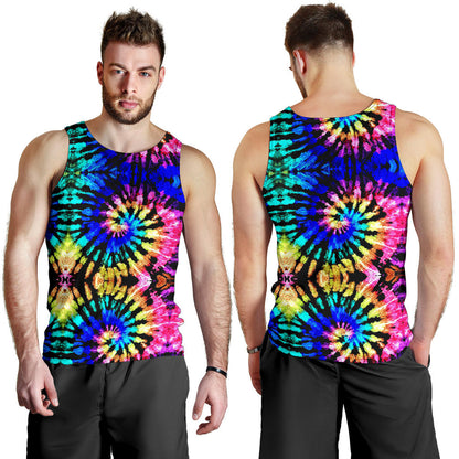 Tie Dye Rainbow Design Print Men Tank Top