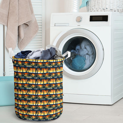 Palm Tree Sunset Design Print Laundry Basket