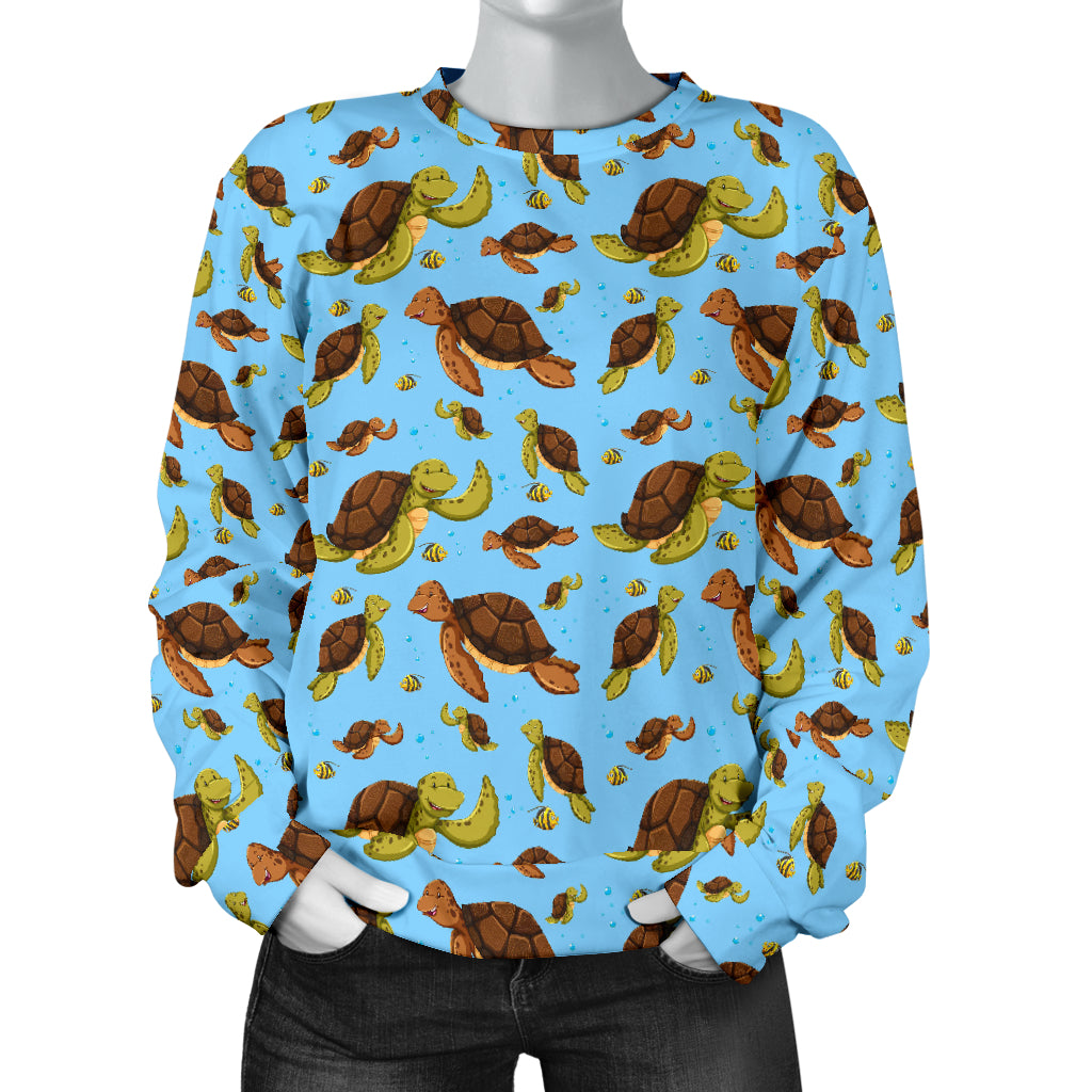 Hello Sea Turtle Print Pattern Women Long Sleeve Sweatshirt