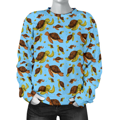 Hello Sea Turtle Print Pattern Women Long Sleeve Sweatshirt