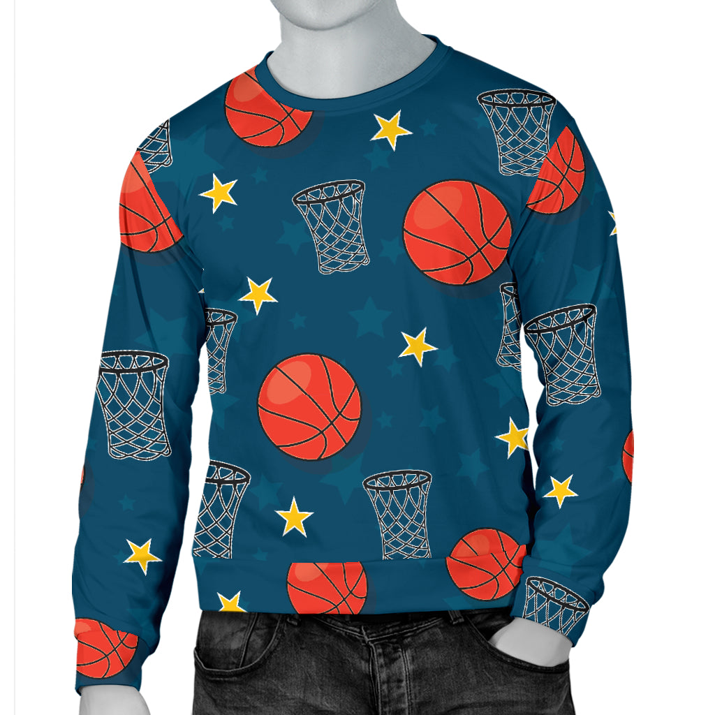 Basketball Classic Print Pattern Men Long Sleeve Sweatshirt