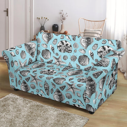 Seashell Beach Print Design LKS302 Loveseat Couch Slipcover