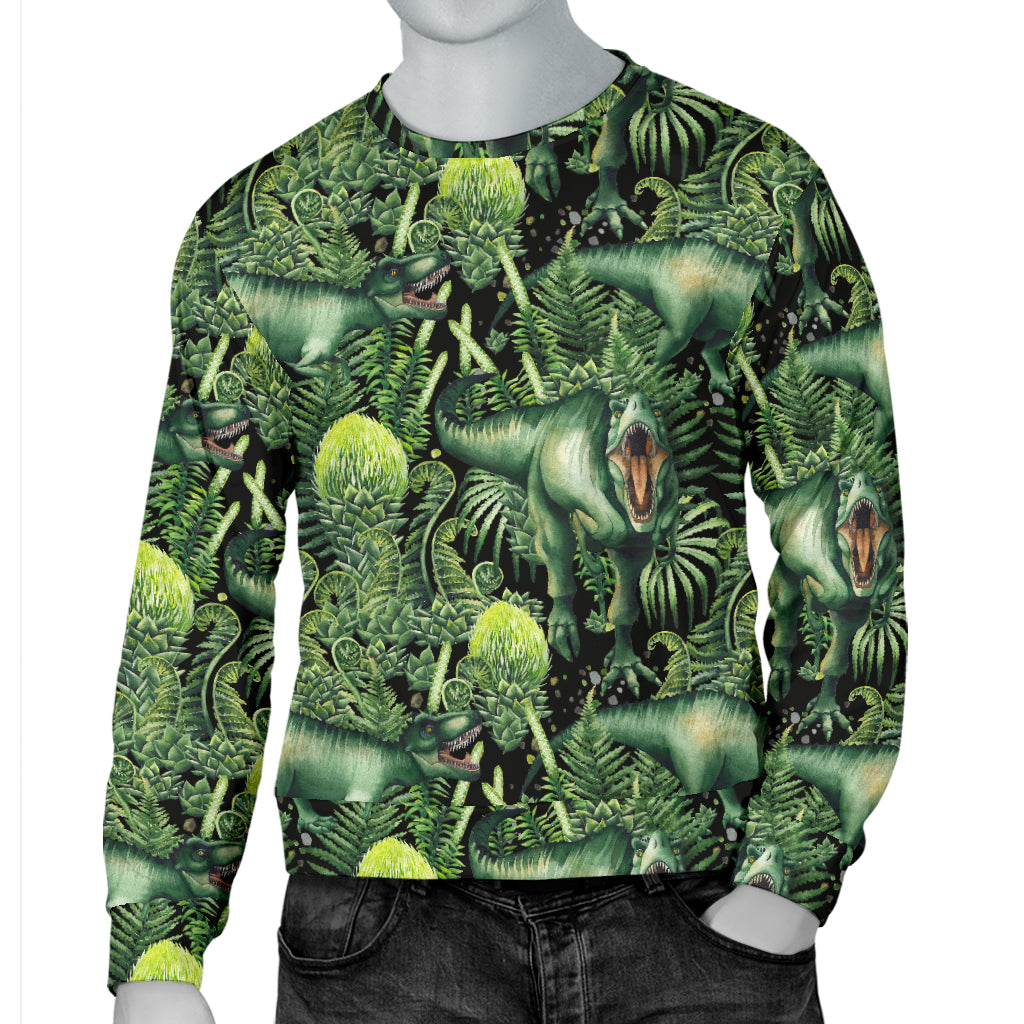 Dinosaur T Rex Print Pattern Men Long Sleeve Sweatshirt