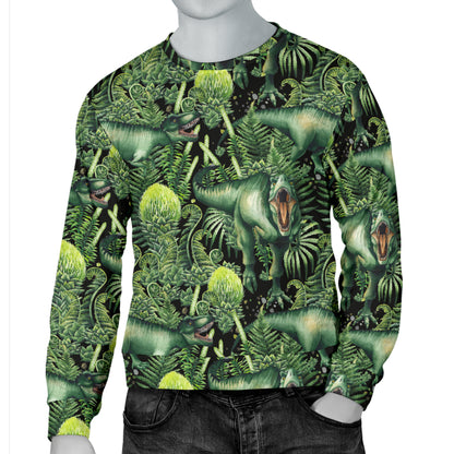 Dinosaur T Rex Print Pattern Men Long Sleeve Sweatshirt