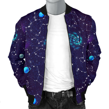 Zodiac Galaxy Design Print Men Bomber Jacket