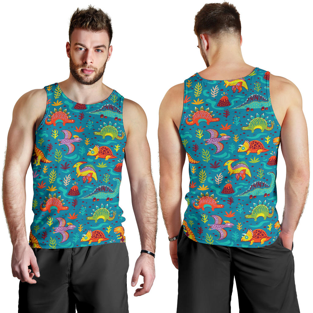 Dinosaur Cartoon Style Men Tank Top