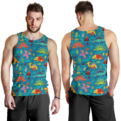 Dinosaur Cartoon Style Men Tank Top