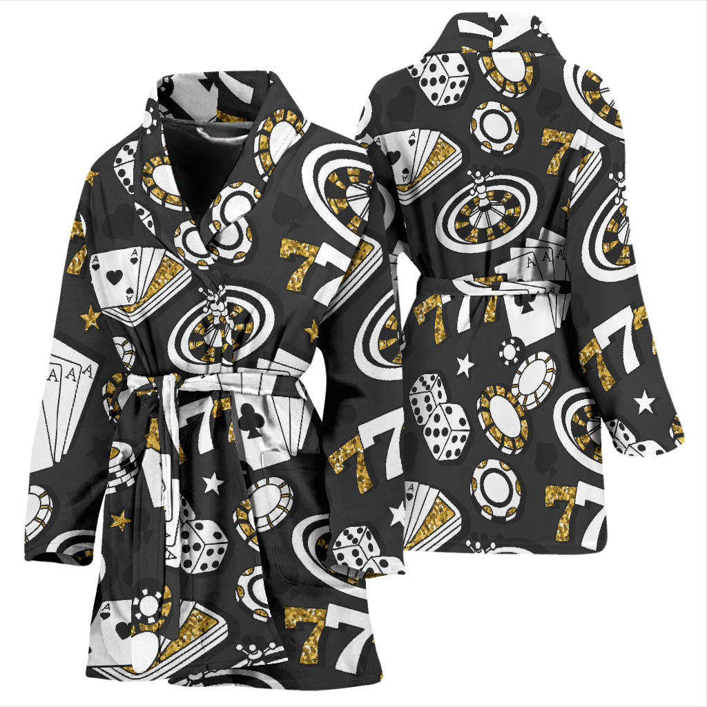 Casino Pattern Print Design 05 Women Bathrobe