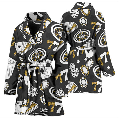 Casino Pattern Print Design 05 Women Bathrobe