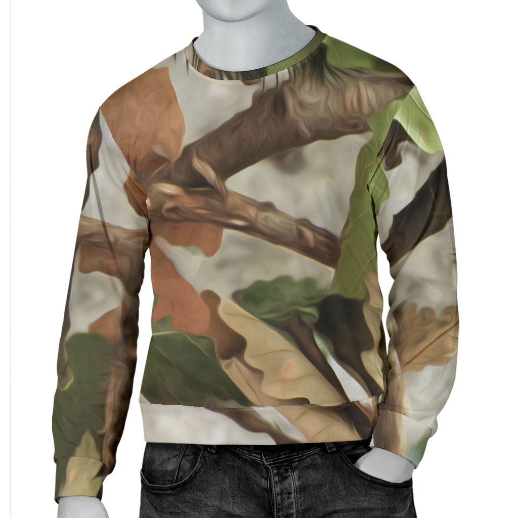 Camo Realistic Tree Forest Print Men Long Sleeve Sweatshirt
