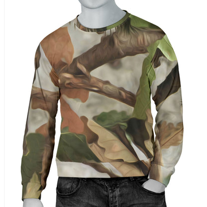 Camo Realistic Tree Forest Print Men Long Sleeve Sweatshirt