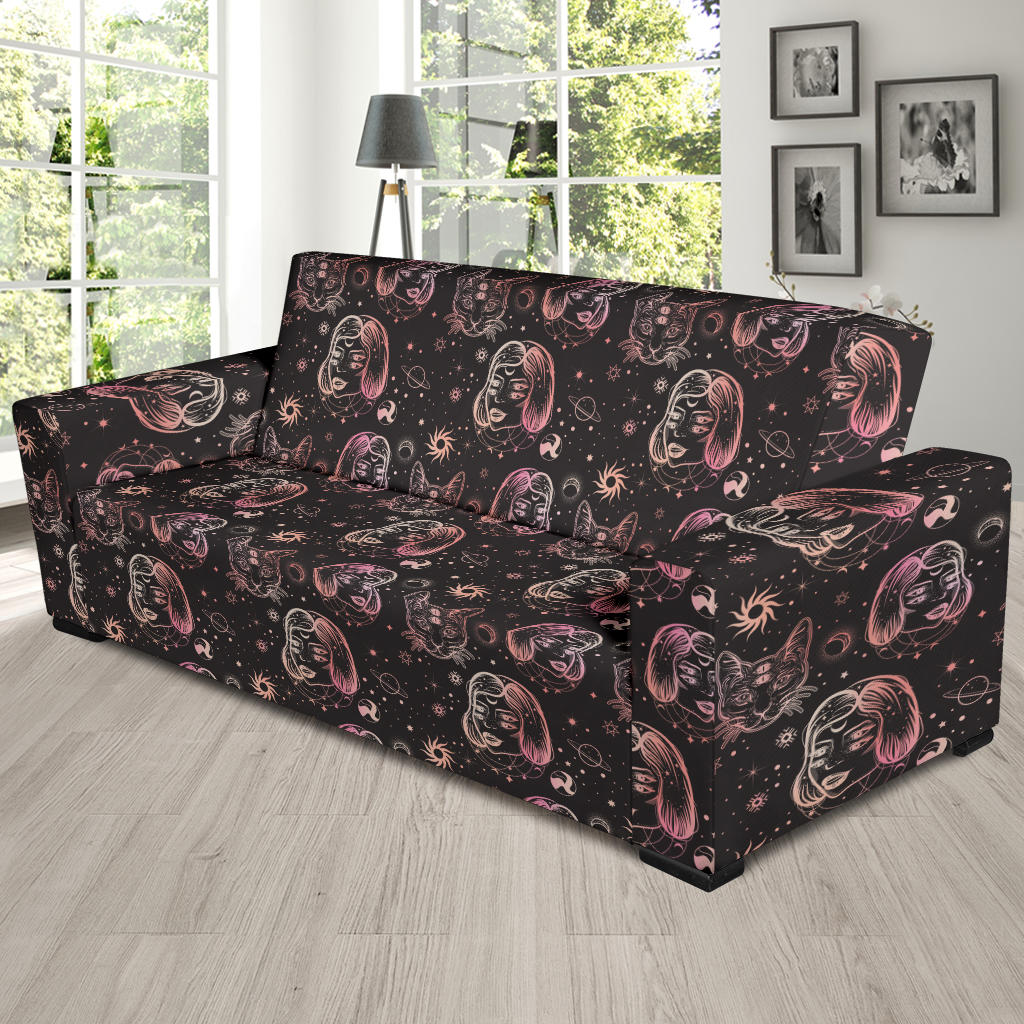 Third Eye Girl Cat Print Design LKS305 Sofa Slipcover