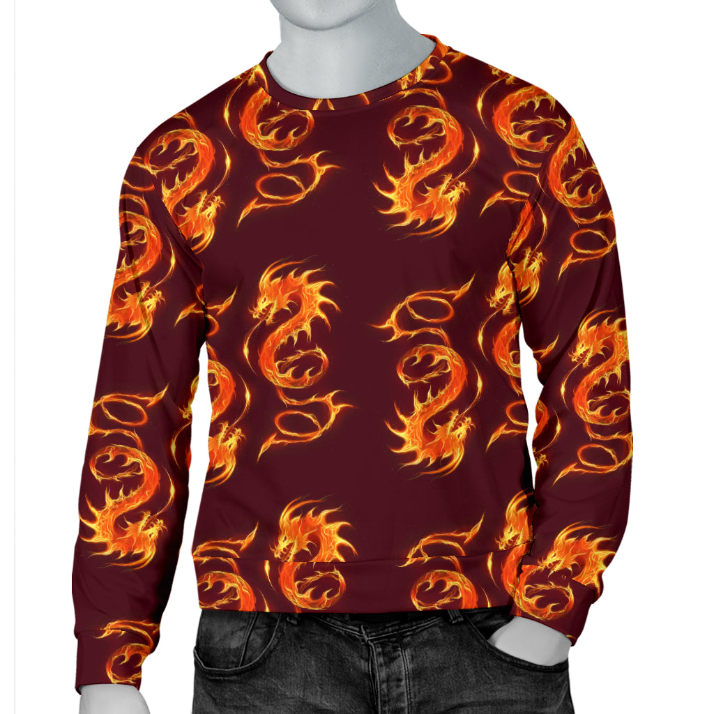 Dragons Fire Design Men Long Sleeve Sweatshirt