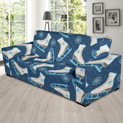 Ice Skate Pattern Print Design 01 Sofa Slipcover