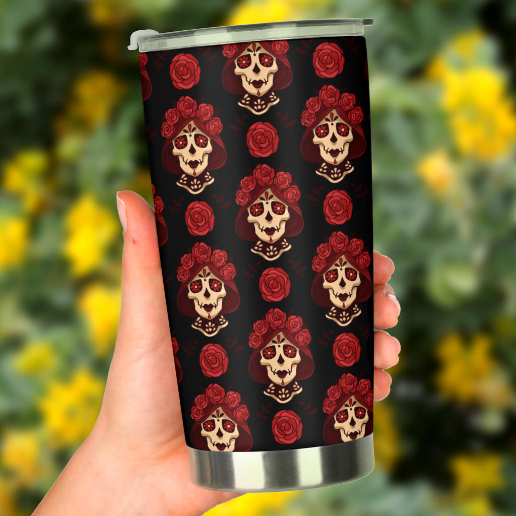 Day of the Dead Skull Girl Pattern Tumbler