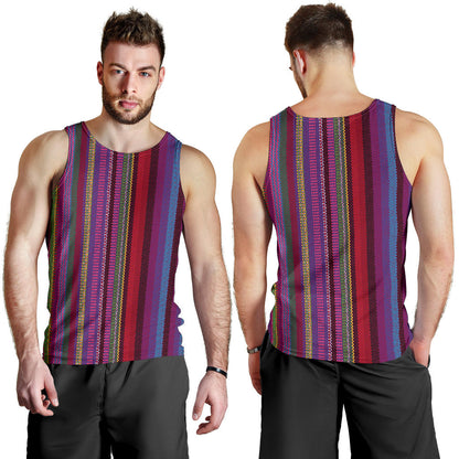 Serape Stripe Print Men Tank Top