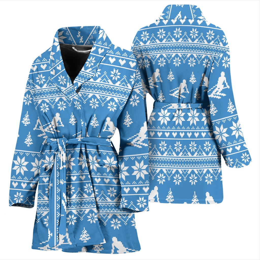 Ski Knit Pattern Print Design LKS302 Women Bathrobe