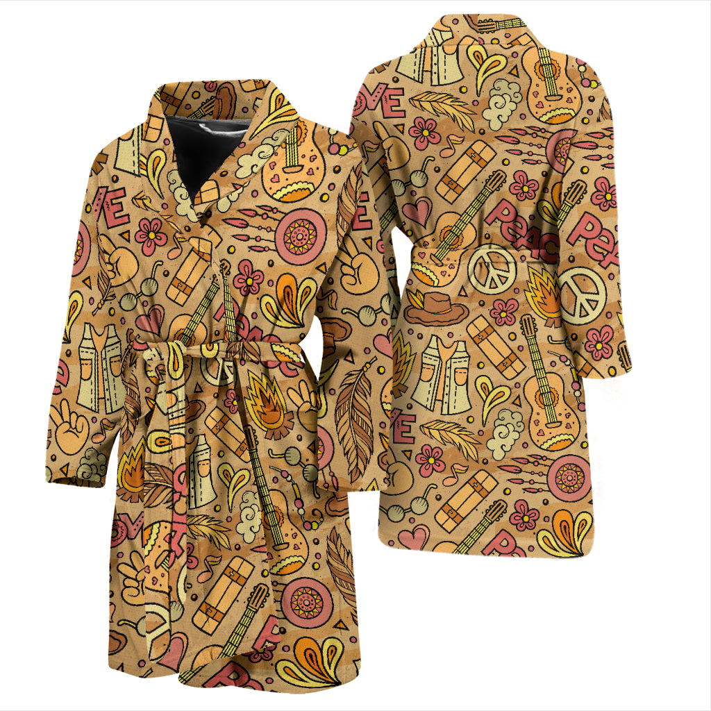 Hippie Print Design LKS305 Men Bathrobe