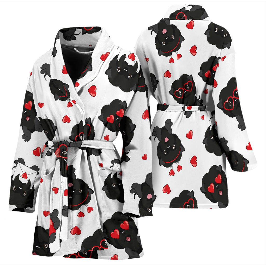 Affenpinscher Pattern Print Design 01 Women Bathrobe