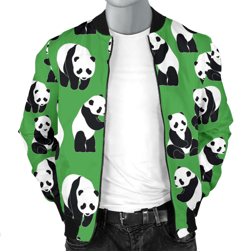 Panda Bear Pattern Themed Print Men Bomber Jacket