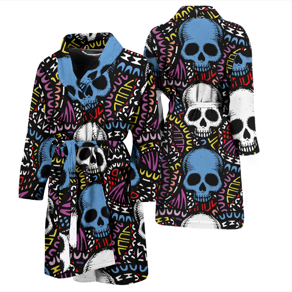 Skull Print Design LKS305 Men Bathrobe