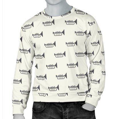 Trumpet Pattern Themed Print Men Long Sleeve Sweatshirt