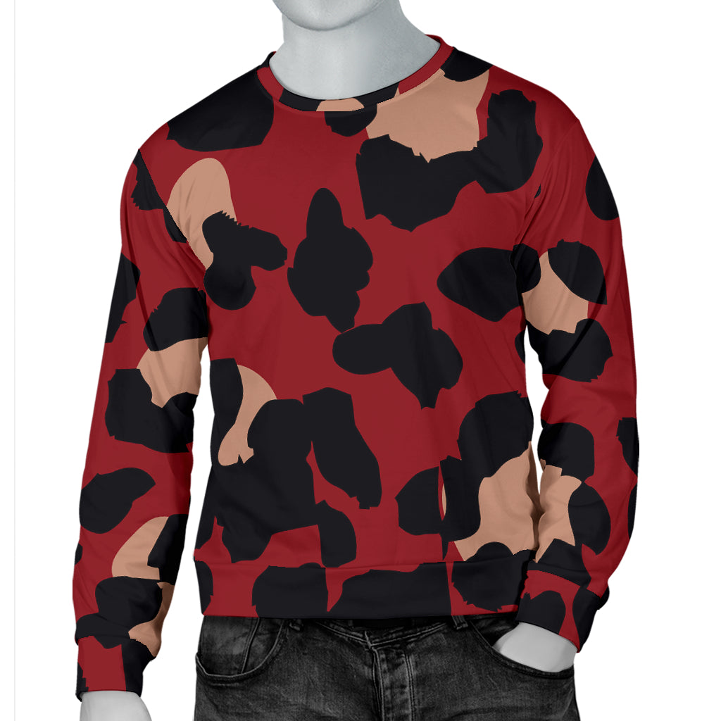 Cheetah Red Print Pattern Men Long Sleeve Sweatshirt