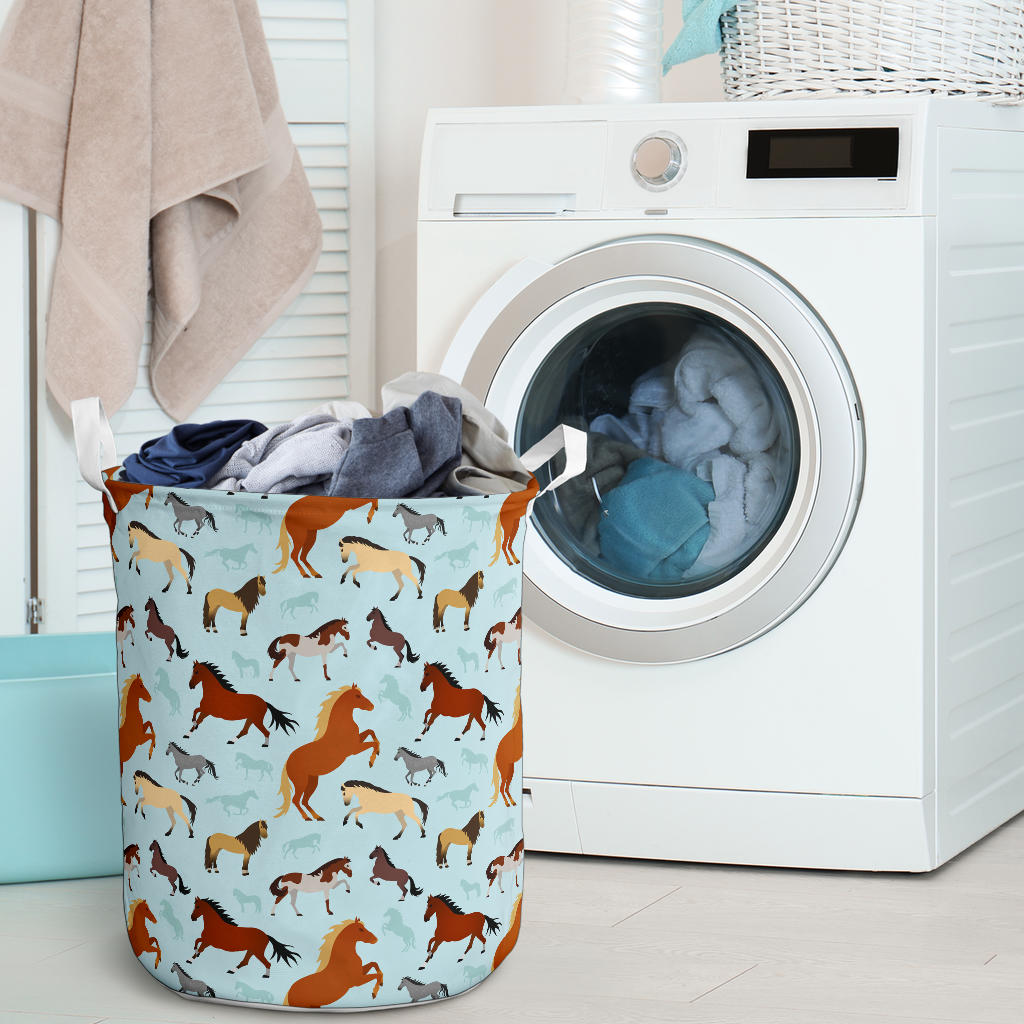 Horse Cute Themed Pattern Print Laundry Basket