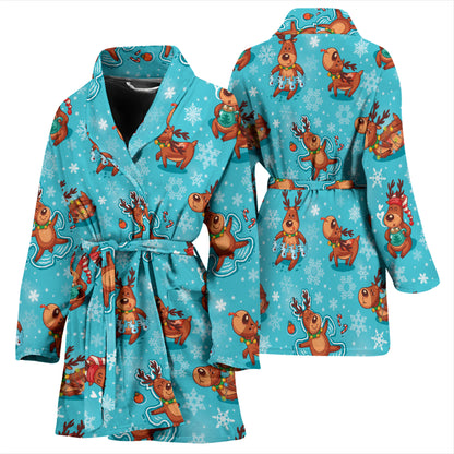 Reindeer Print Design LKS402 Women Bathrobe